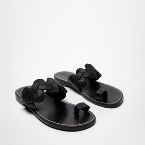 Mango Leather Braided Sandals